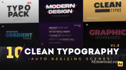 10 Clean Typography Scenes Video Displays template preview