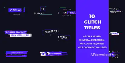 10 Glitch Titles Video Displays template preview