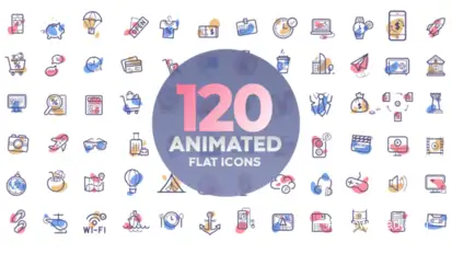 120 animated icons Video Displays template preview