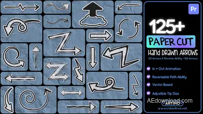 125+ Paper Cut Hand Drawn Arrows Mogrt Premiere Pro template preview