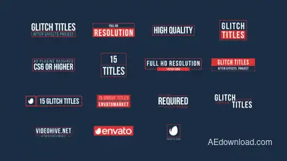 15 Glitch Titles Video Displays template preview