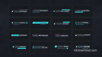 16 Neon Glitch Lower Thirds Video Displays template preview