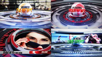 24 World News Complete Broadcast Package Video Displays template preview