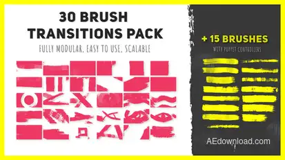 30 Brush Transitions Pack Video Displays template preview
