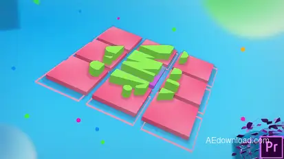 3D Mosaic Color Logo Premiere Pro template preview