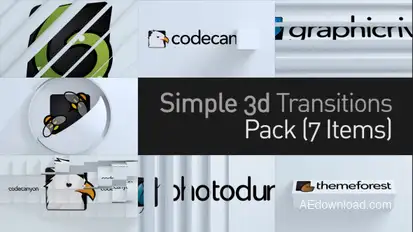 3D Simple Transitions Pack Video Displays template preview