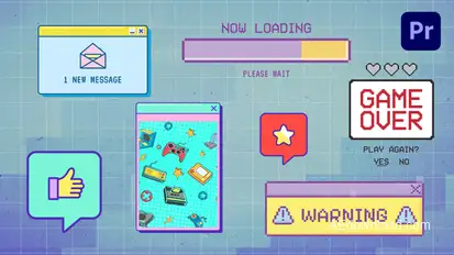 8bit Computer Windows Retro Pixel Interface Part 2 Premiere Pro template preview
