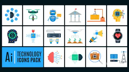 Ai Technology Icons Pack Video Displays template preview