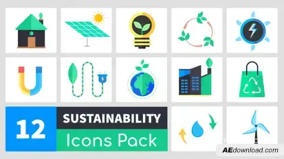 Animated Sustainability Icons Pack Video Displays template preview