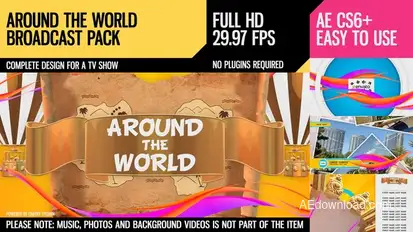Around The World (Broadcast Pack) Video Displays template preview