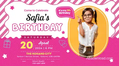 Birthday Invitation | MOGRT Premiere Pro template preview