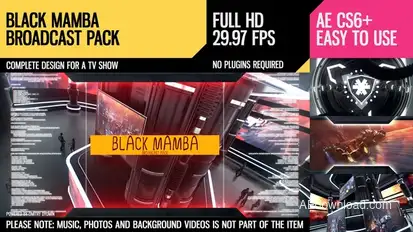Black Mamba (Broadcast Pack) Video Displays template preview