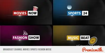 Broadcast Channel Movies Sports Fashion Music Video Displays template preview