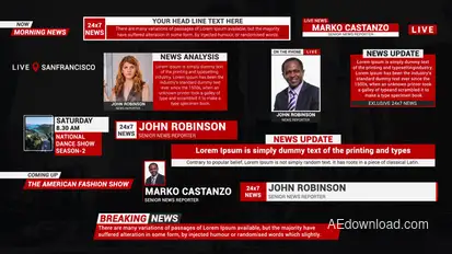 Broadcast News Lower Thirds Video Displays template preview