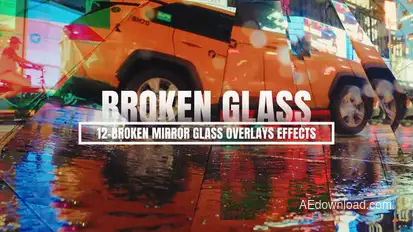 Broken Mirror Glass Overlays Effects MOGRT Premiere Pro template preview