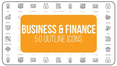 Business And Finance - 50 Thin Line Icons Video Displays template preview