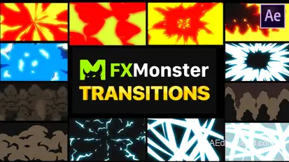 Cartoon Action Transitions | After Effects Video Displays template preview