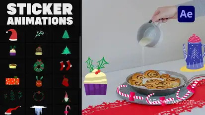 Cartoon Christmas Icons for After Effects Video Displays template preview