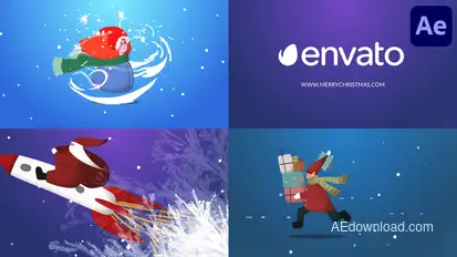 Cartoon Christmas Logo Pack for After Effects Video Displays template preview