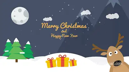 Cartoon Christmas Postcard 02 Video Displays template preview