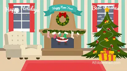 Cartoon Christmas Postcard Video Displays template preview