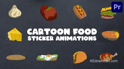 Cartoon Food Sticker Animations for Premiere Pro Premiere Pro template preview