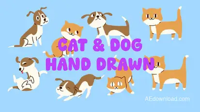 Cat And Dog Animation Hand Drawn Pack Premiere Pro template preview