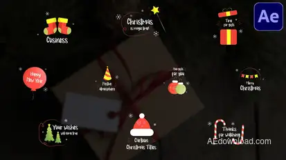 Christmas Cartoon Titles | After Effects Video Displays template preview