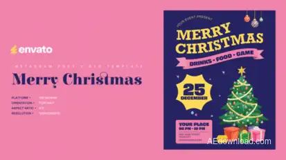 Christmas Instagram Post Portrait – Creative After Effects Video Template Titles template preview