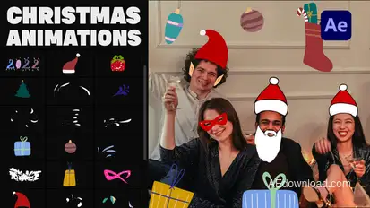 Christmas Mask And Sticker Animations for After Effects Video Displays template preview