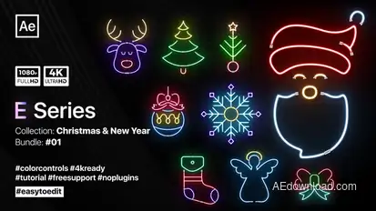 Christmas Neon Elements Video Displays template preview