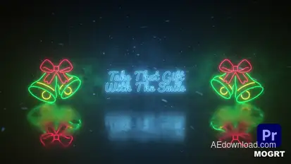 Christmas Neon Lights Wishes MOGRT Premiere Pro template preview