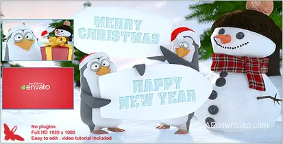 Christmas Penguins Video Displays template preview