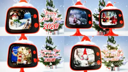Christmas retro TV Video Displays template preview