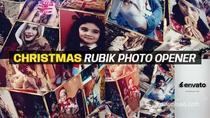 Christmas Rubik Photo Opener Premiere Pro template preview