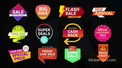 Clean Sale Labels & Badges Pack Premiere Pro template preview