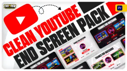 Clean YouTube End Screen Pack Premiere Pro template preview