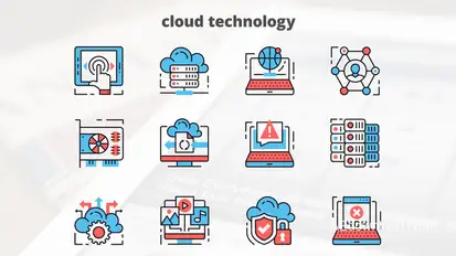 Cloud Technology – Thin Line Icons Video Displays template preview