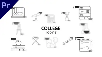 College Icons Premiere Pro template preview