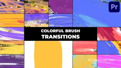 Colorful Brush Transitions | Premiere Pro Premiere Pro template preview
