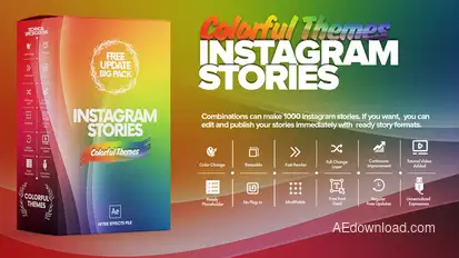 Colorful Instagram Stories Pack Video Displays template preview