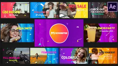 Colorful Slideshow | After Effects Video Displays template preview