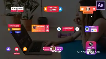 Colorful Subscribes Pack | After Effects Video Displays template preview