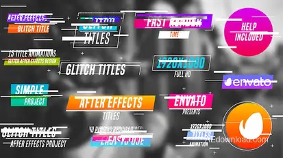 Colourful Glitch Titles Video Displays template preview