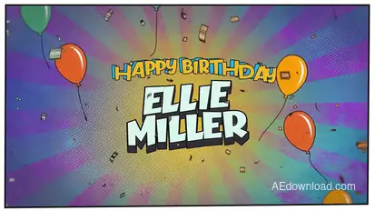 Comic Birthday Wishes Premiere Pro template preview