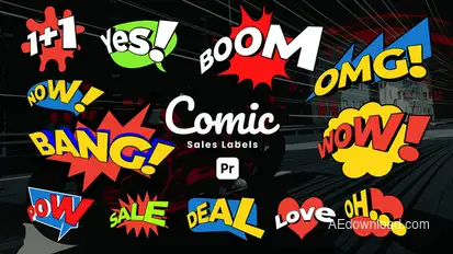 Comic Sale Labels for Premiere Pro Premiere Pro template preview