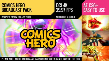 Comics Hero (Broadcast Pack) Video Displays template preview