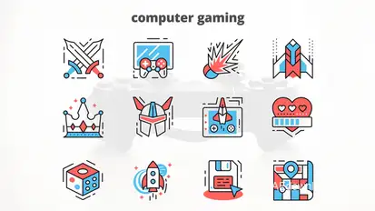 Computer Gaming – Thin Line Icons Video Displays template preview