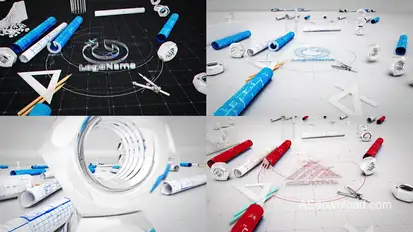 Construction Blueprint Unveil Premiere Pro template preview