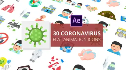 Coronavirus Flat Animation Icons | After Effects Video Displays template preview